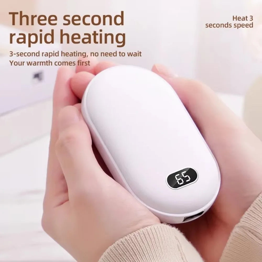 2-in-1 Hand Warmer Power Bank - 10000mAh Fast Heating, USB-C Rechargeable