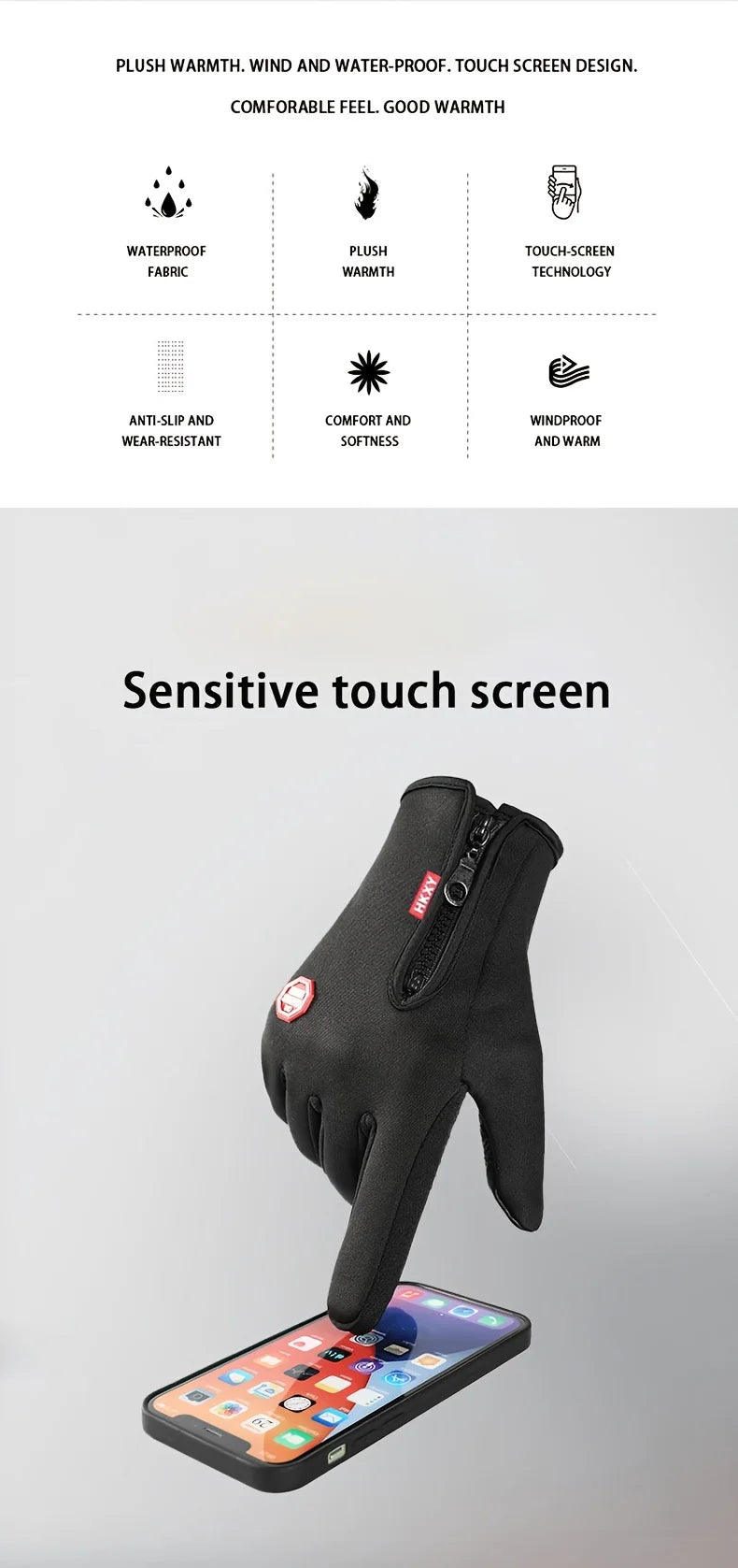Men's Thermal Gloves - Winter Grip, Anti-Slip & Touchscreen