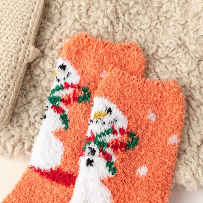 5 Pairs Women's Fleece Socks - Winter Warm Christmas Patterns, Thick & Cozy