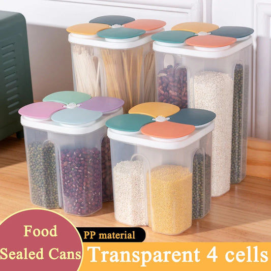 Airtight 4-Grid Cereal & Grain Storage Box